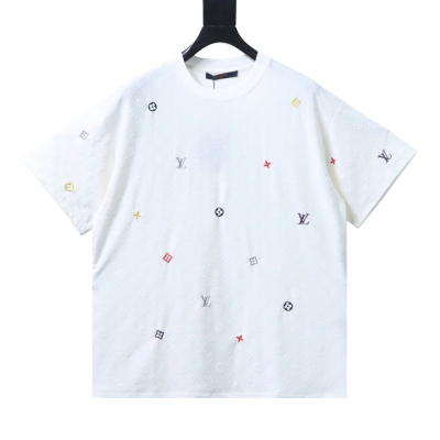 Top Quality     Louis Vuitton Colourful Embroidery T-Shirt White 01