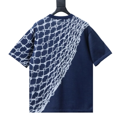 Top Quality     Louis Vuitton Cotton Short-Sleeved Crewneck Navy Blue 02