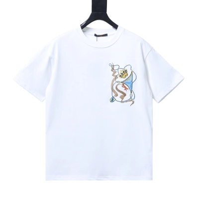 Top Quality     Louis Vuitton Crown Embroidery T-Shirt White 01