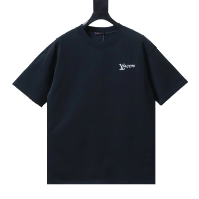 Top Quality     Louis Vuitton Embroidered LogoT-Shirt Black 01
