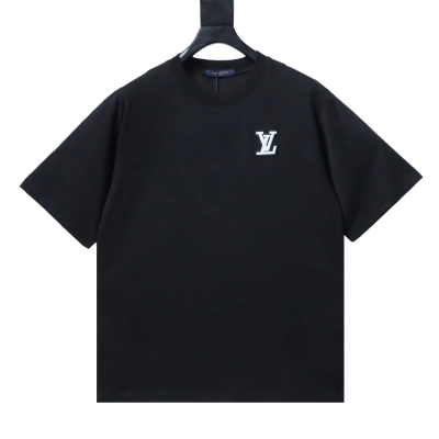 Top Quality     Louis Vuitton Embroidery T-Shirt Black 01