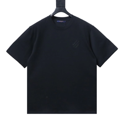 Top Quality     Louis Vuitton Signature Embroidery T-Shirt Black 01