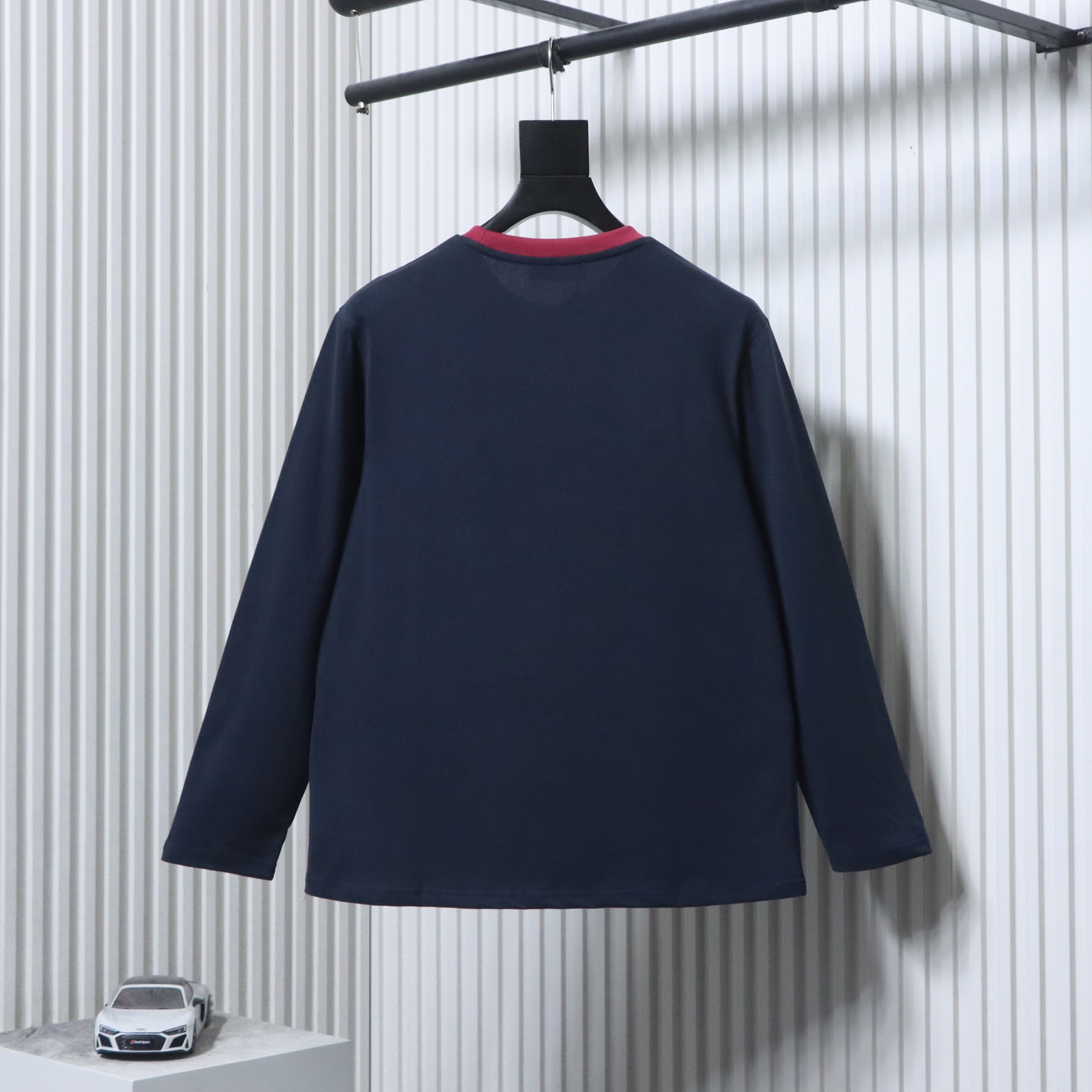 Top Quality    Miu Miu Long-sleeved cotton jersey T-shirt Blue/Burgundy