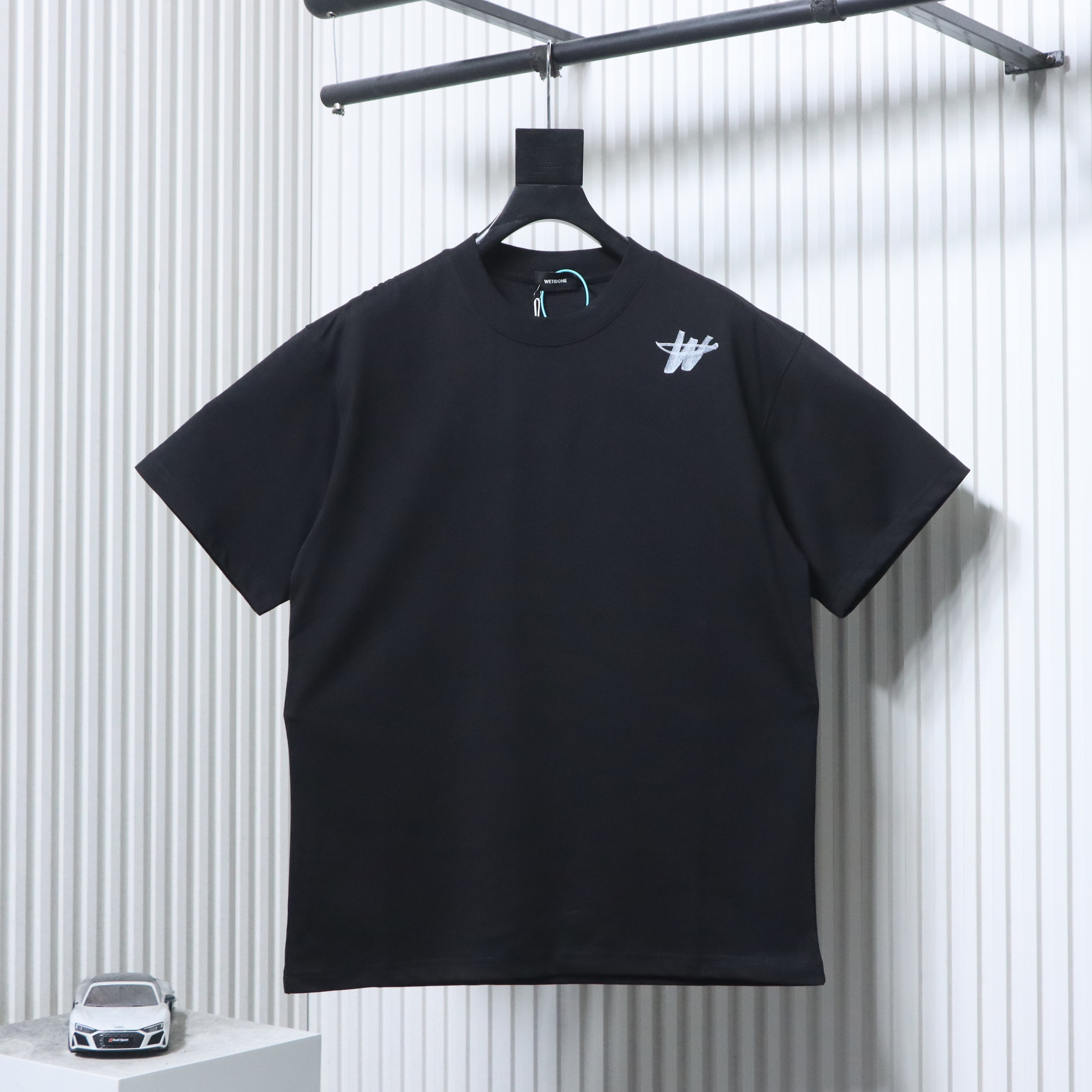    We11done Black Cotton Logo T-Shirt
