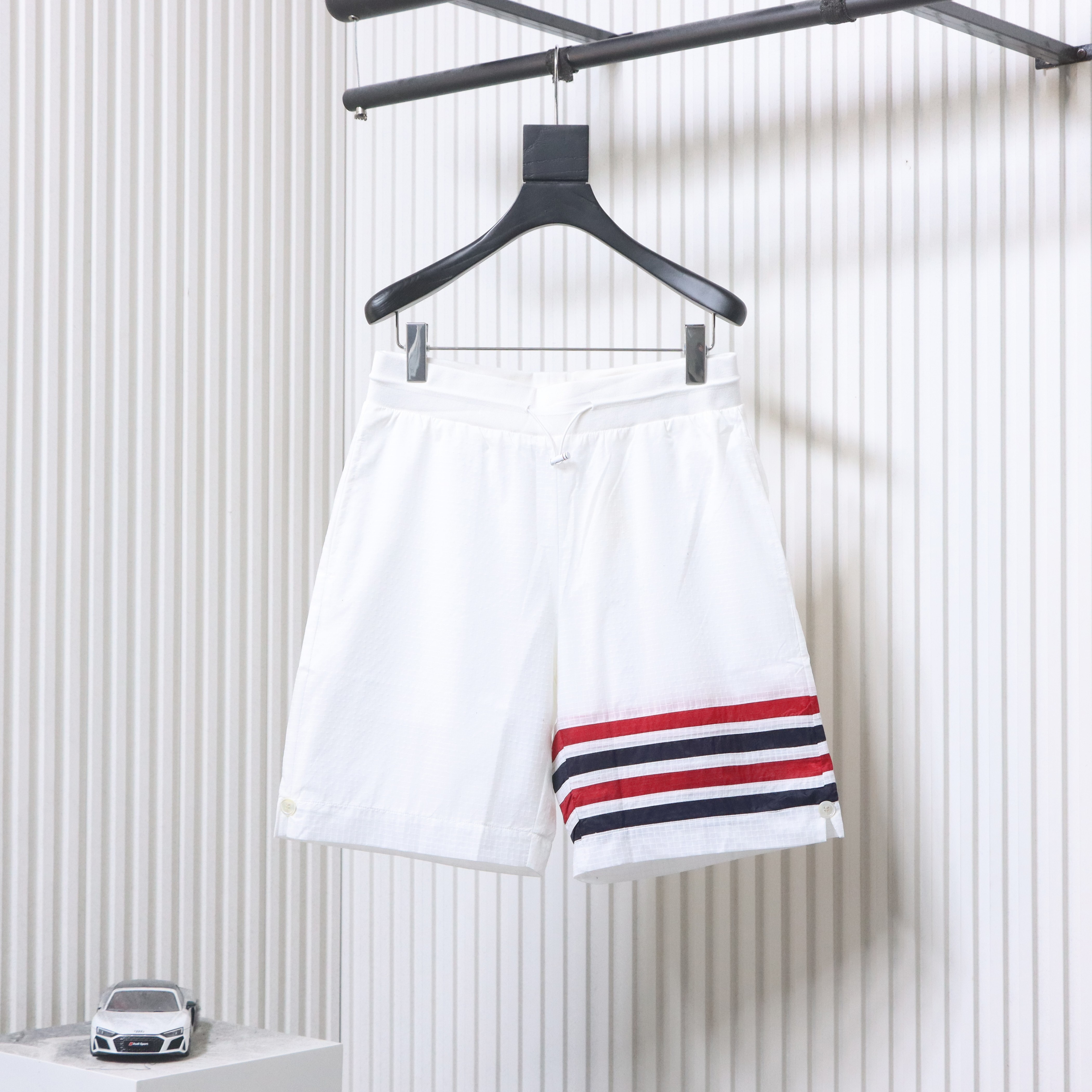 Thom Browne Diagonal Stripe Track Shorts White