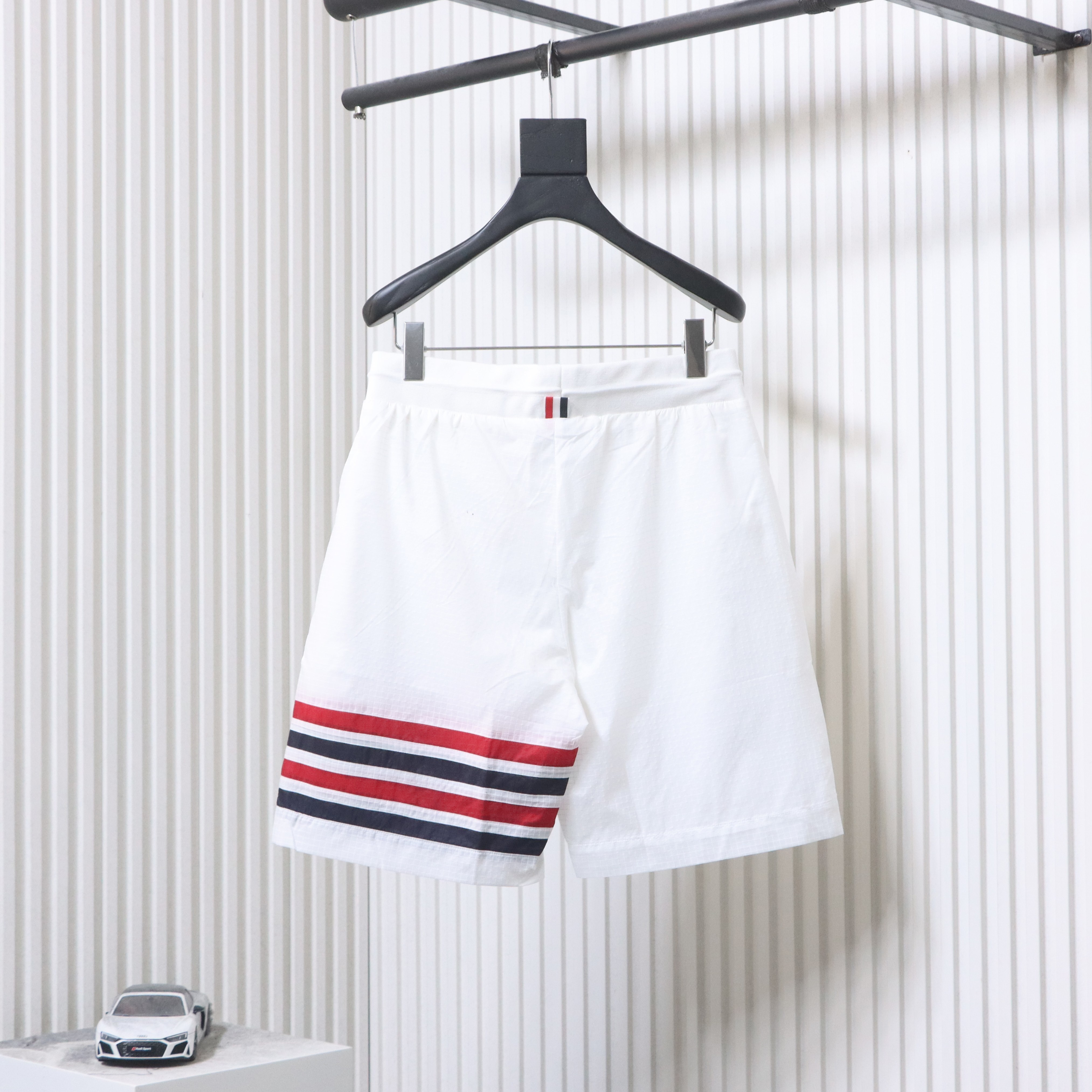 Thom Browne Diagonal Stripe Track Shorts White