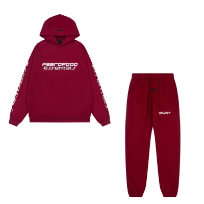 Top Quality     Fear of God Essentials Canyon Suit Red 01
