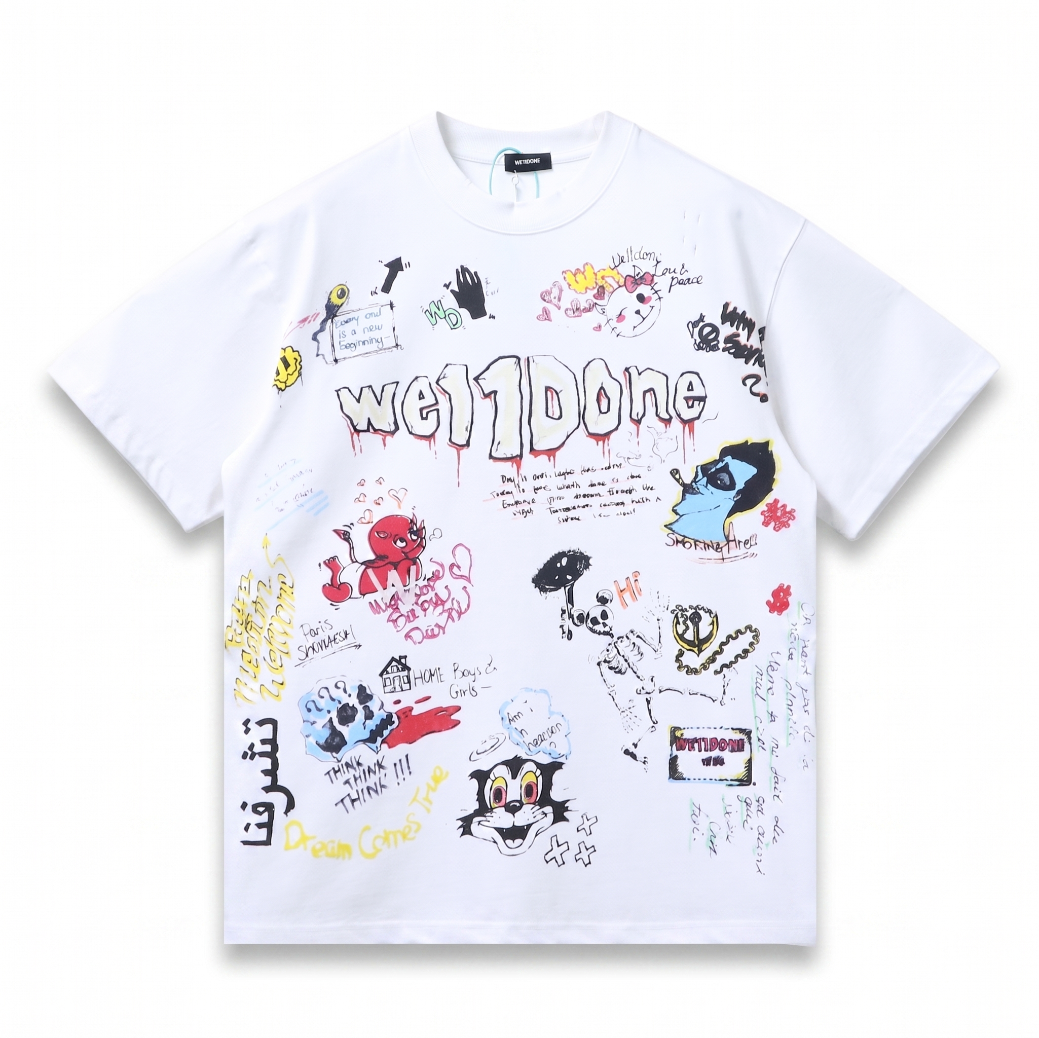    We11done Graphic-print Cotton T-shirt White