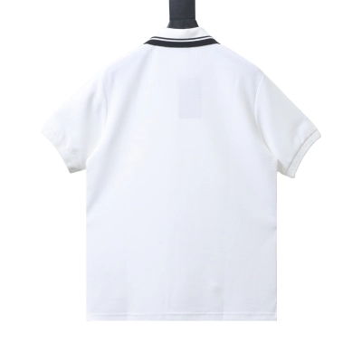 Cotton polo shirt with Interlocking G embroidered pocket in white 01 02