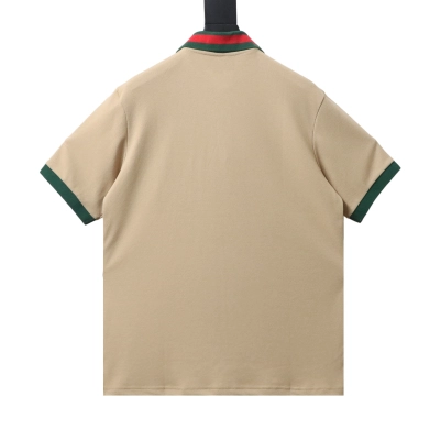 Cotton polo shirt with Web and dark Interlocking G embroidery in white 01 02