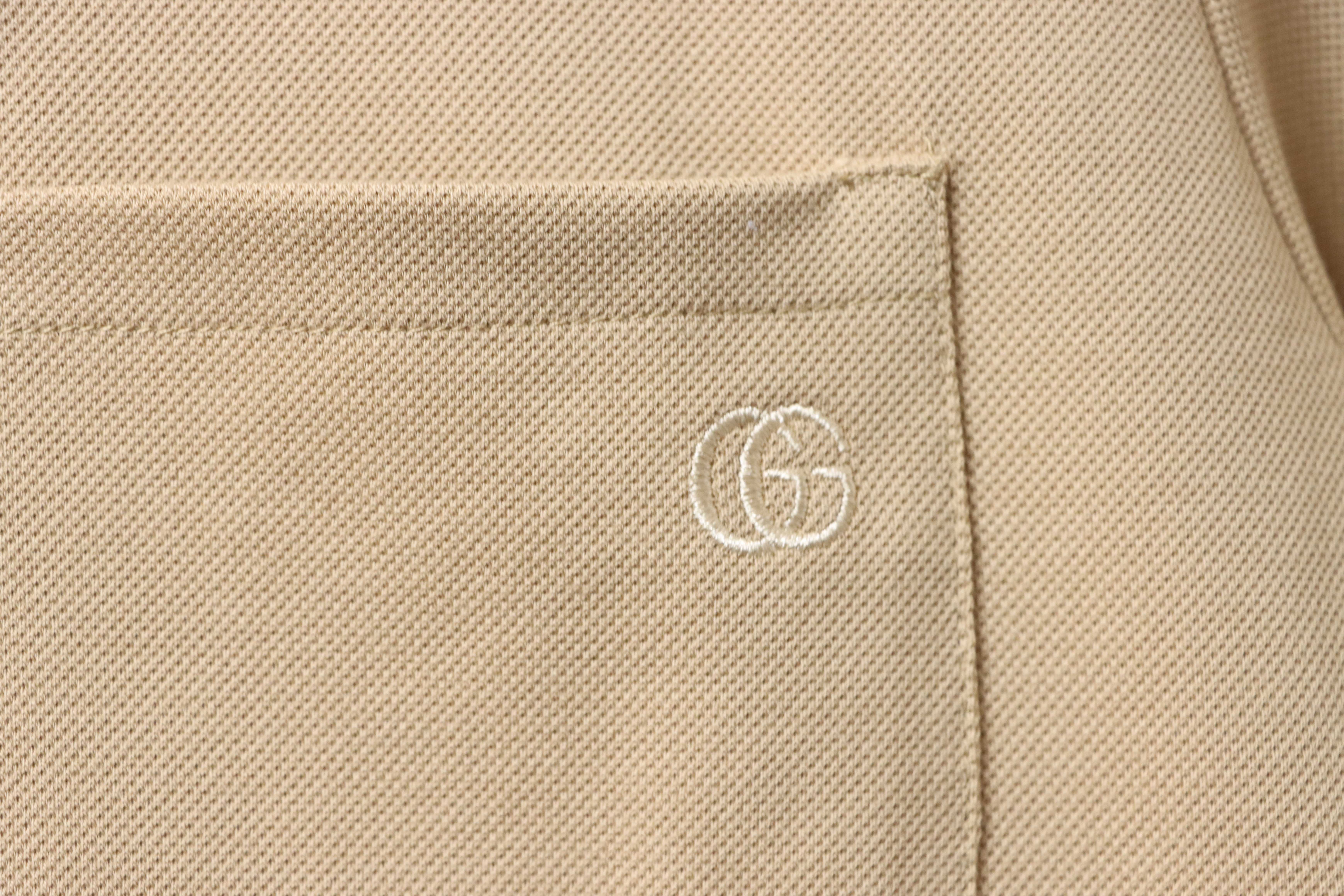    Cotton polo shirt with Web and dark Interlocking G embroidery in white 01