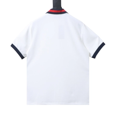 Cotton polo shirt with Web and dark Interlocking G embroidery in white 03 02