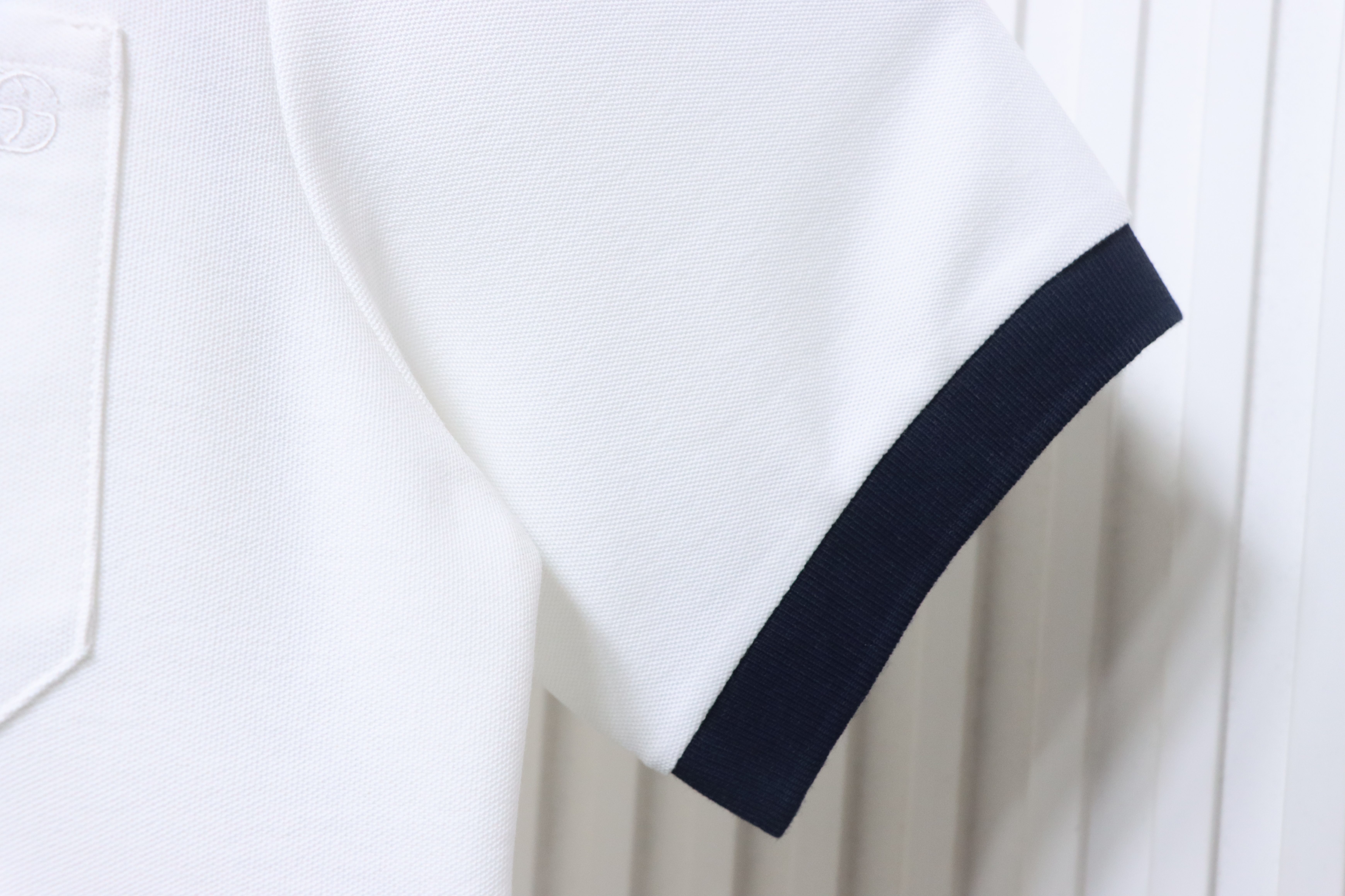    Cotton polo shirt with Web and dark Interlocking G embroidery in white 03