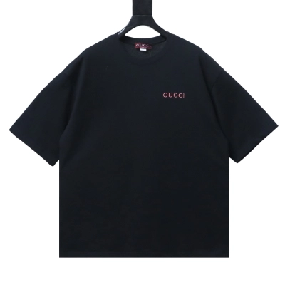 Top Quality    Cotton T-shirt with classic Gucci logo embroidery 01
