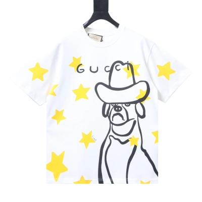 Top Quality    Cotton T-shirt with Gucci cartoon print in white 03 01