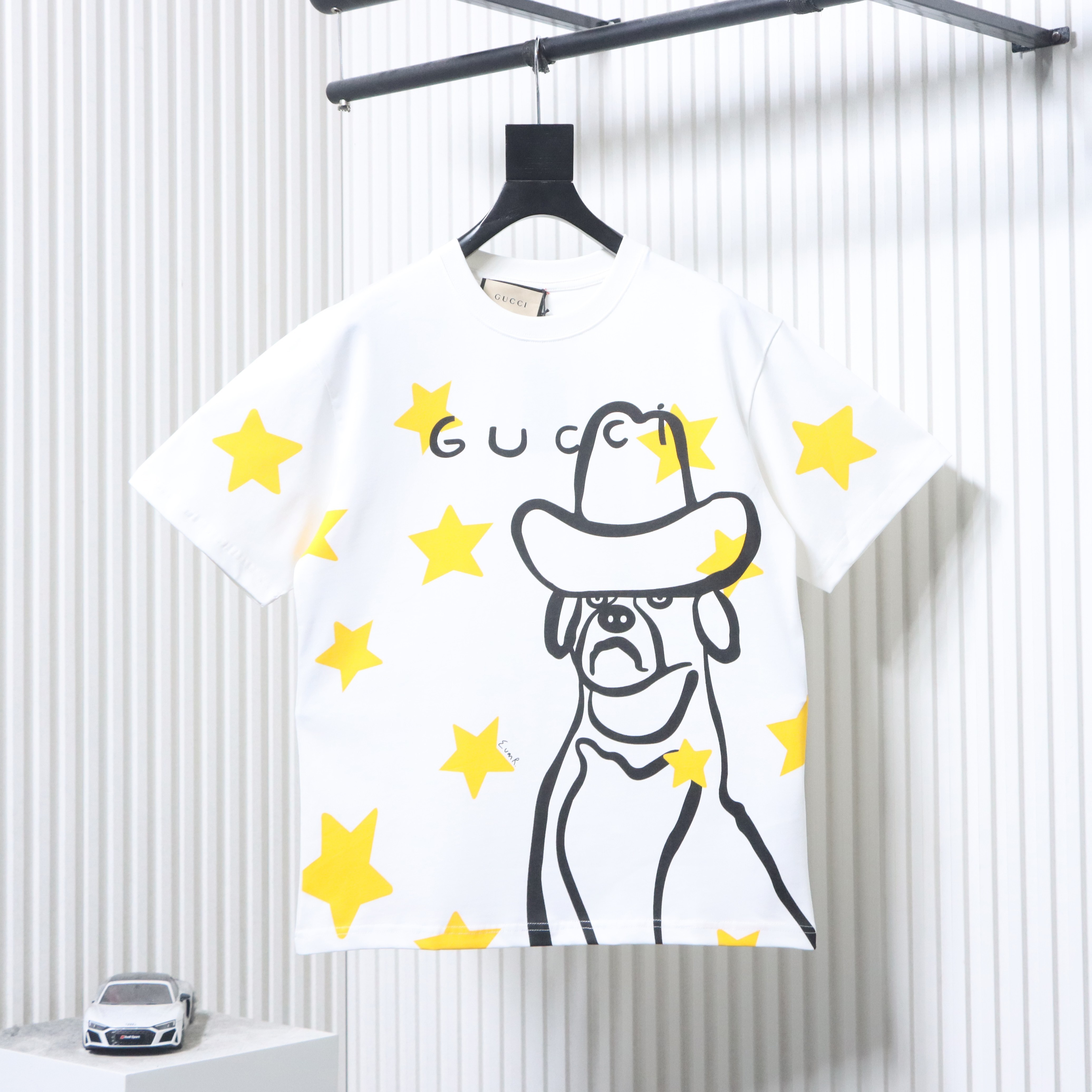 Top Quality    Cotton T-shirt with Gucci cartoon print in white 03