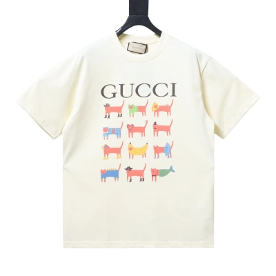 Top Quality    Cotton T-shirt with Gucci cartoon print in white 04 01