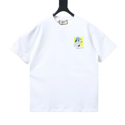 Top Quality    Cotton T-shirt with Gucci cartoon print in white 05 01