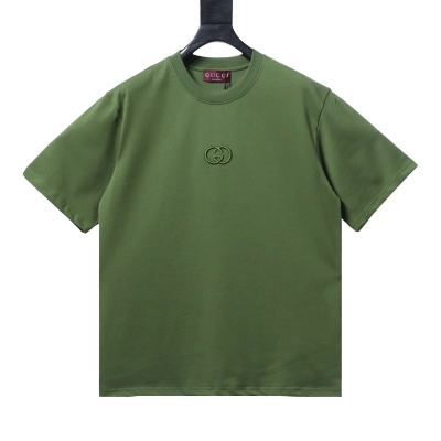 Gucci Cotton jersey T-shirt with embroidery Variation forest green 01