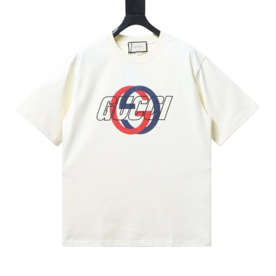 Cotton T-shirt with Interlocking G foam print in white 01 01