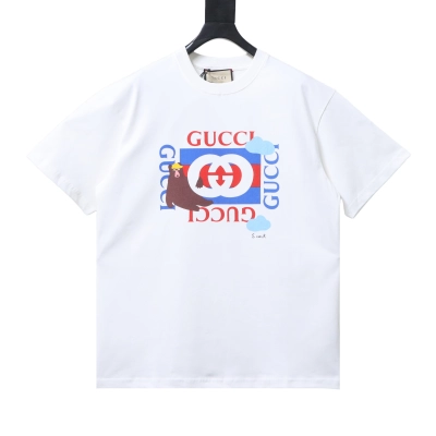 Top Quality    Cotton T-shirt with painted cartoon check print 01