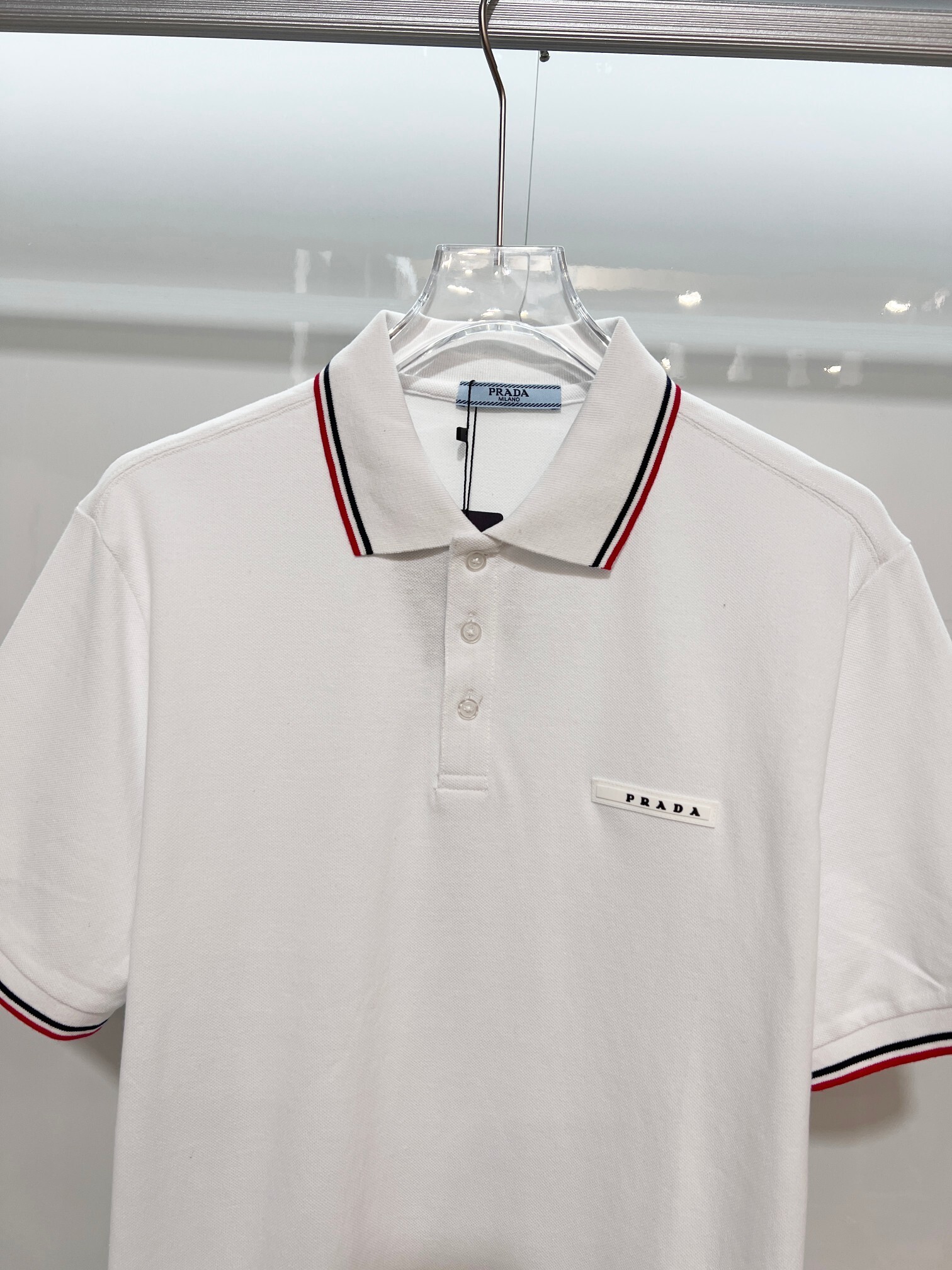   Prada Casual Short Sleeve Polo Shirt White