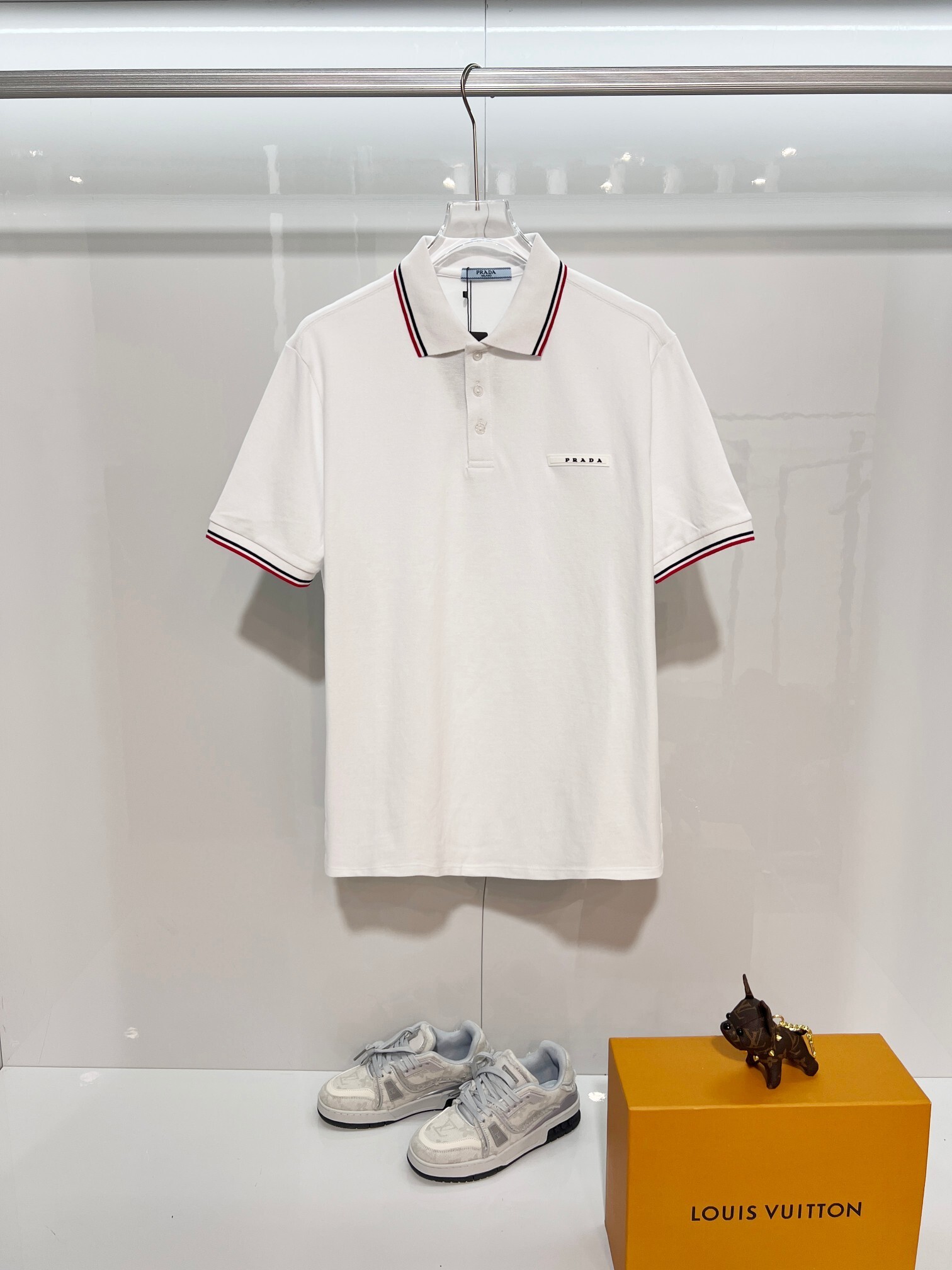    Prada Casual Short Sleeve Polo Shirt White