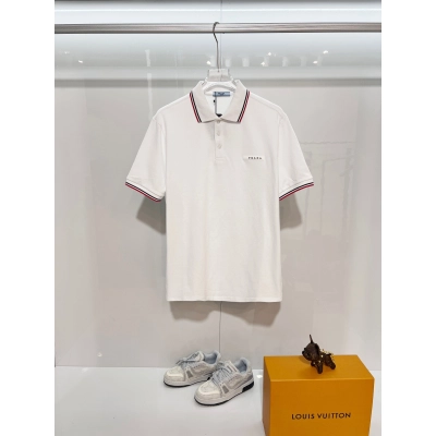 Top Quality    Prada Casual Short Sleeve Polo Shirt White 01