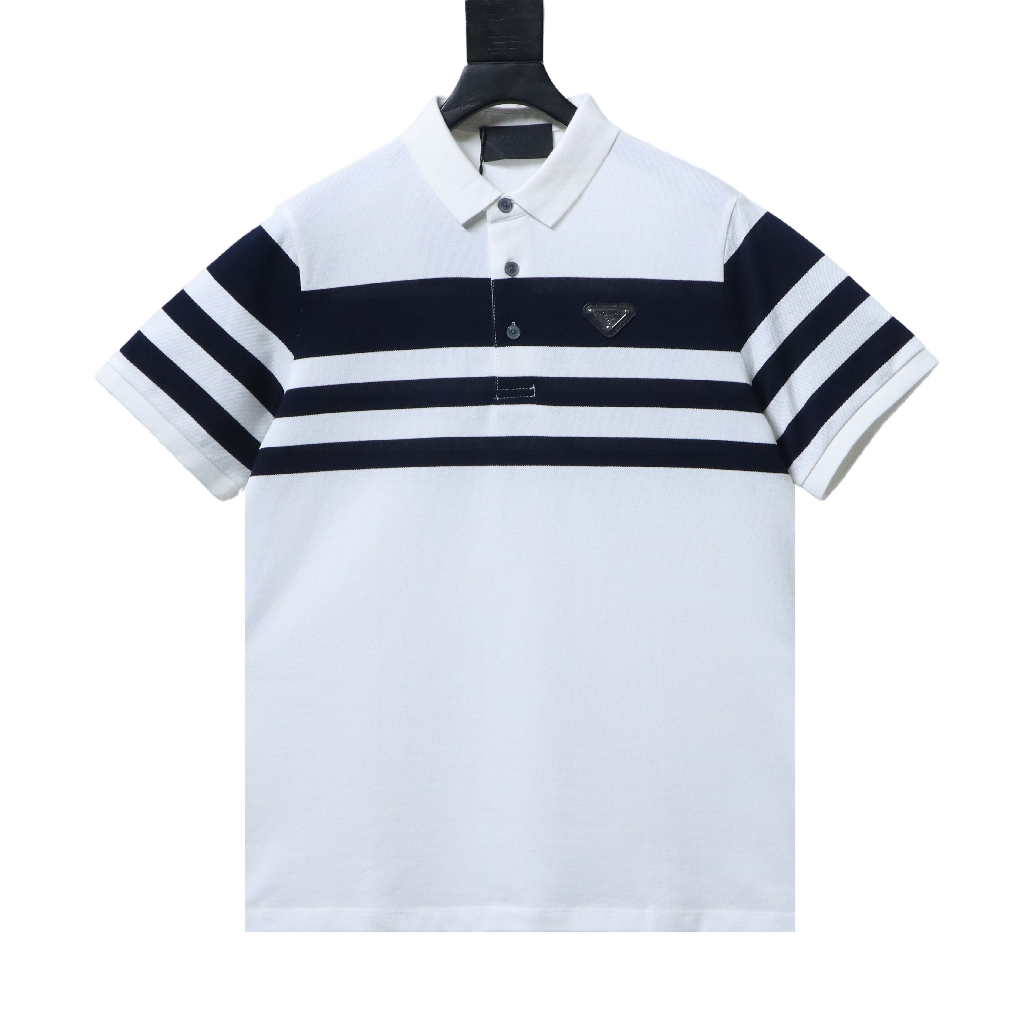    Prada Horizontal Stripe Polo Short Sleeve