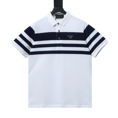 Top Quality    Prada Horizontal Stripe Polo Short Sleeve 01
