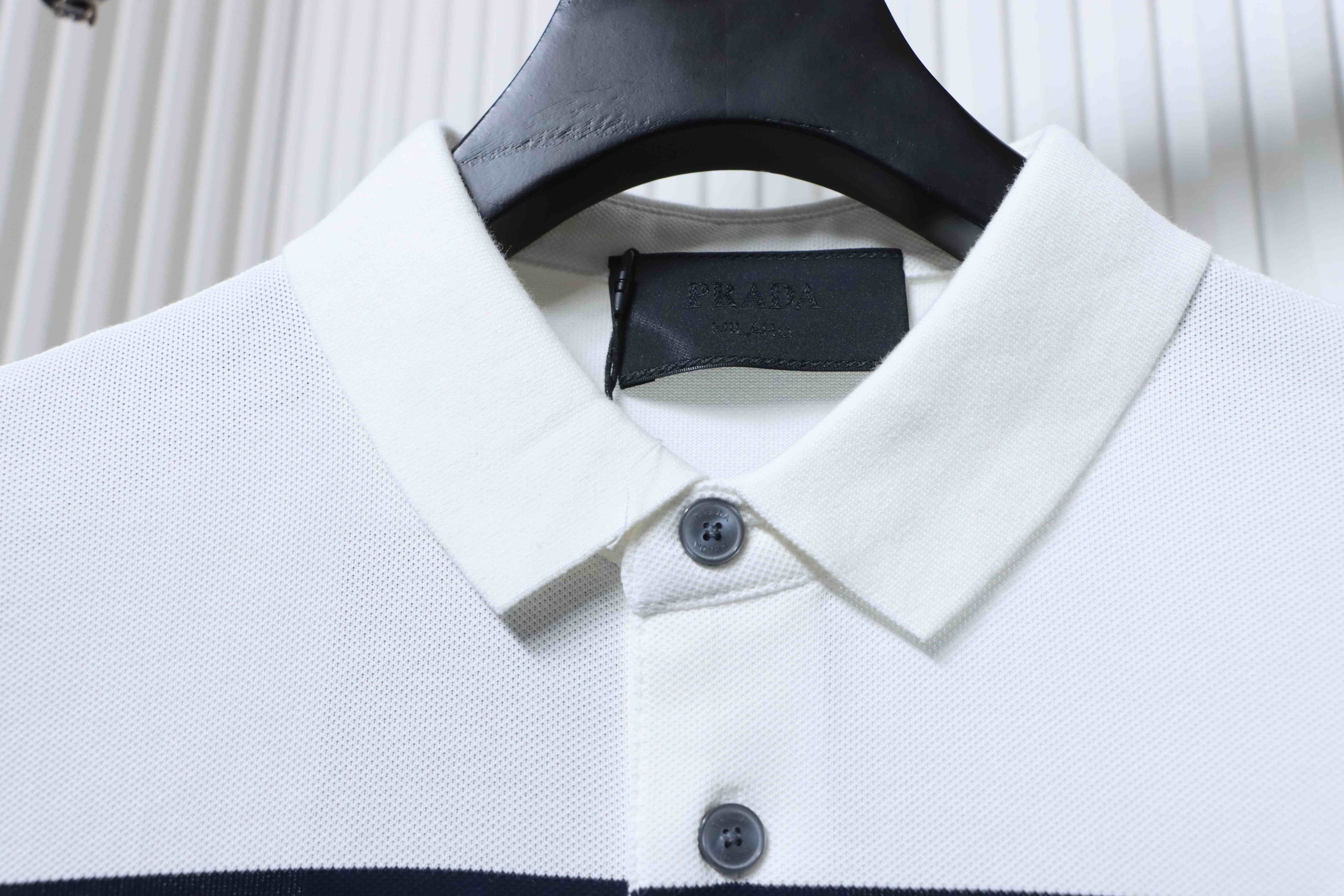    Prada Horizontal Stripe Polo Short Sleeve