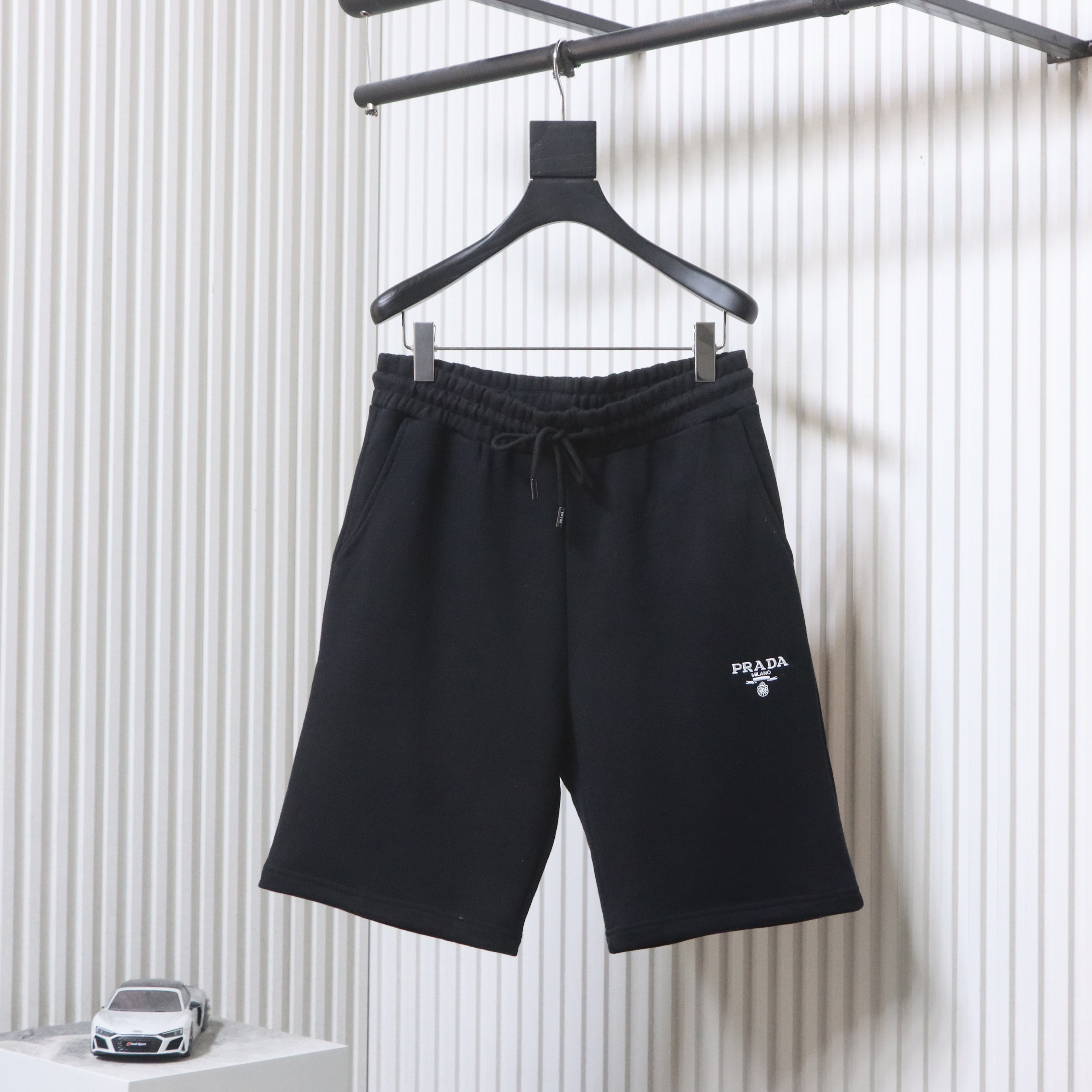    Prada Logo Embroidery Drawstring Shorts