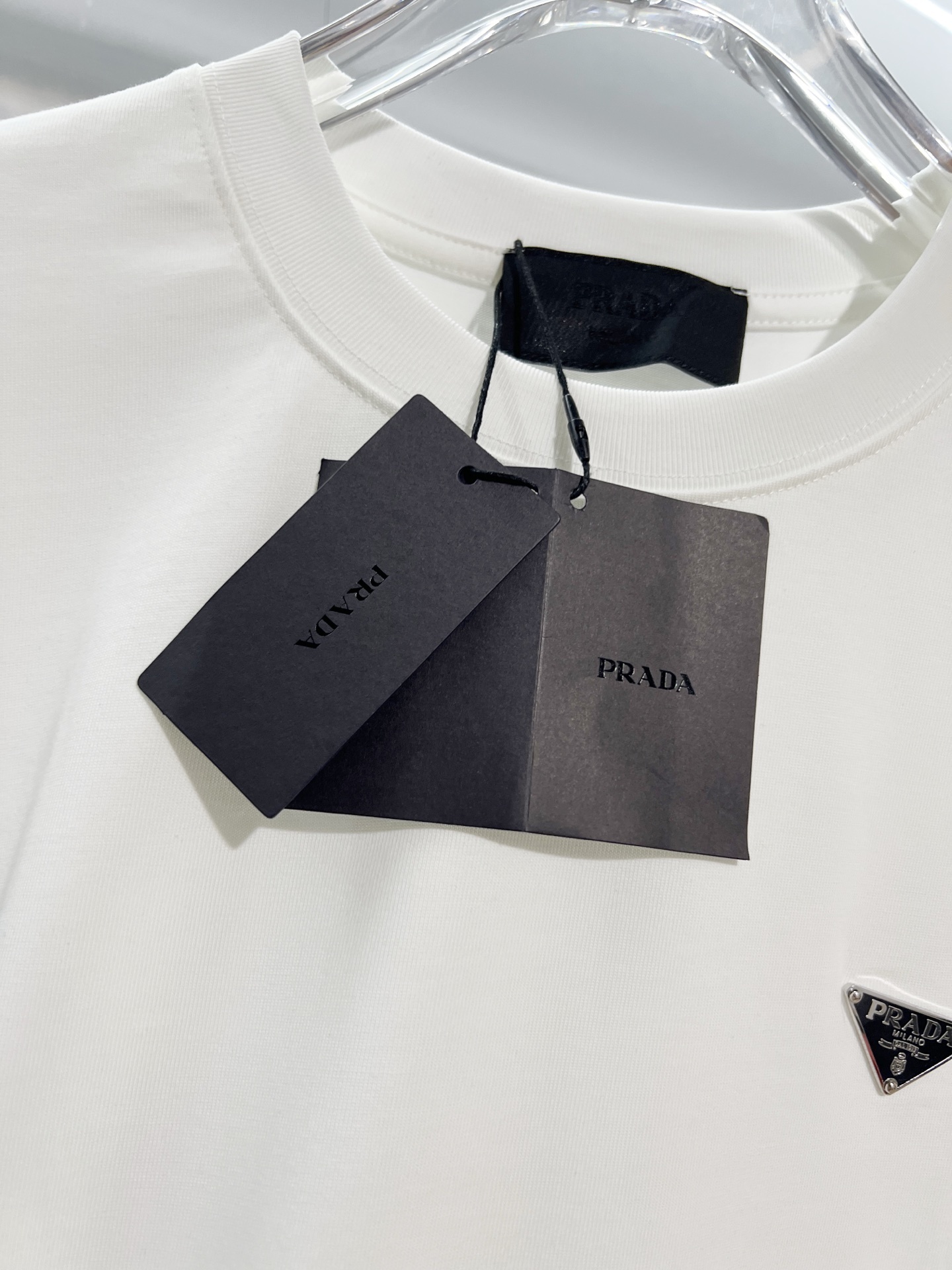    Prada Metal Triangle Letter Logo T-Shirt