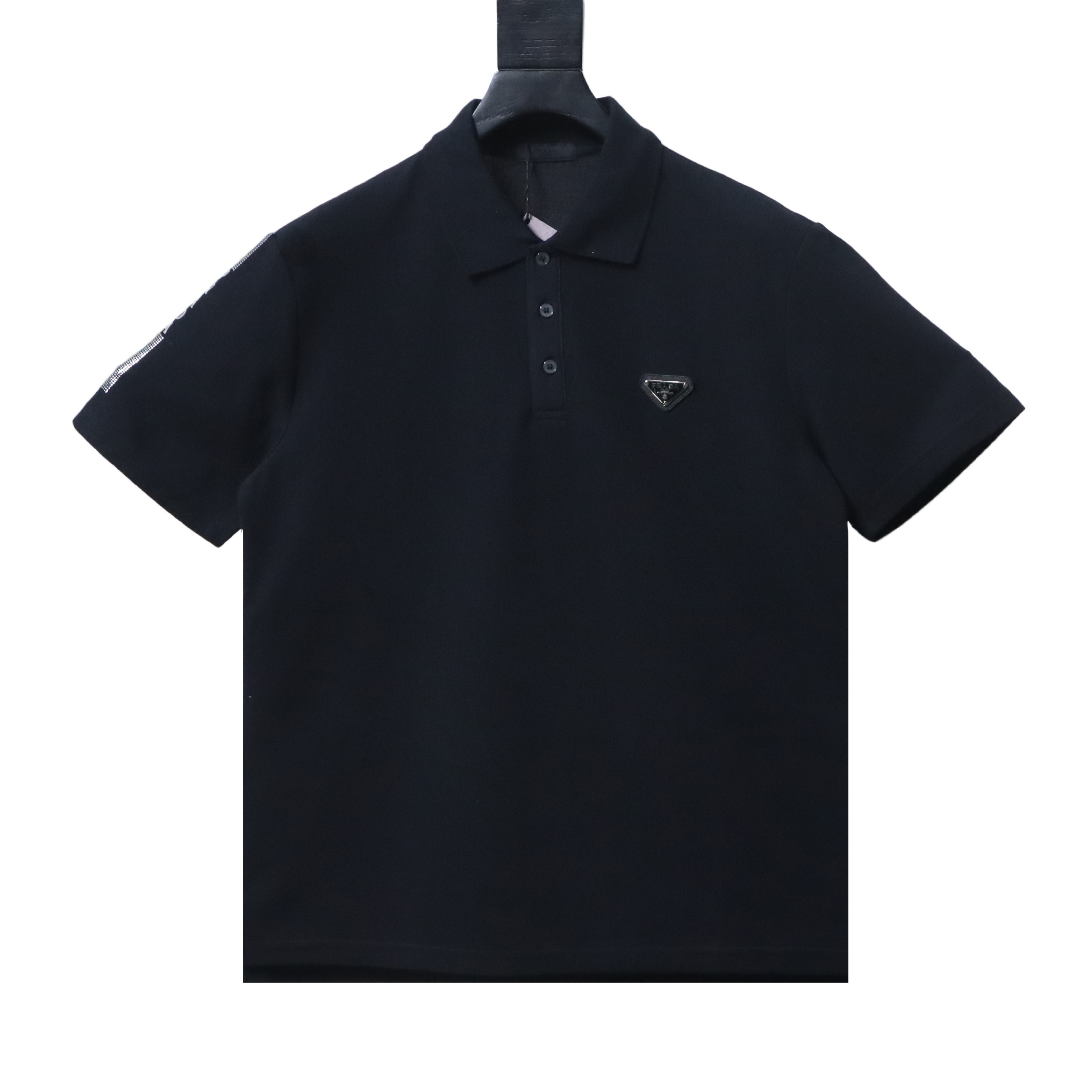    Prada Metal Triangle Silver Letter Polo Shirt