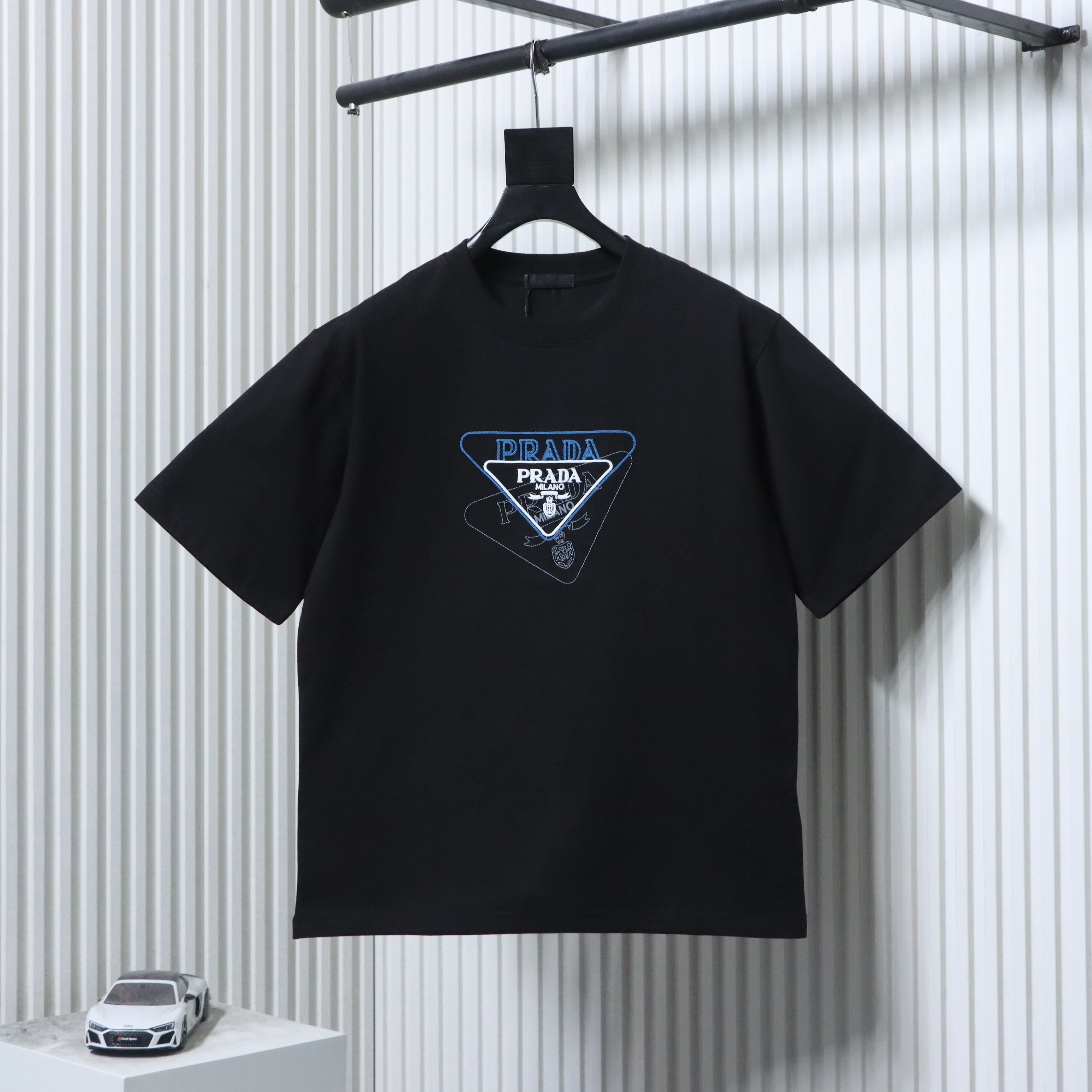    Prada Overlapping Triangle Color-block T-Shirt