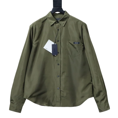 Top Quality    Prada Pocket Label Back Triangle Logo Shirt 01