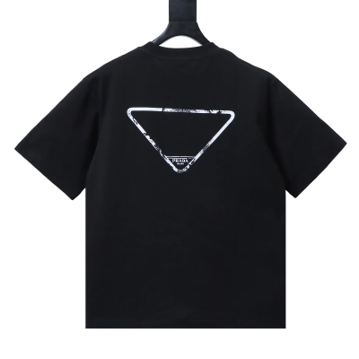 Top Quality    Prada Splash Logo Embroidery Back Triangle T-Shirt 02