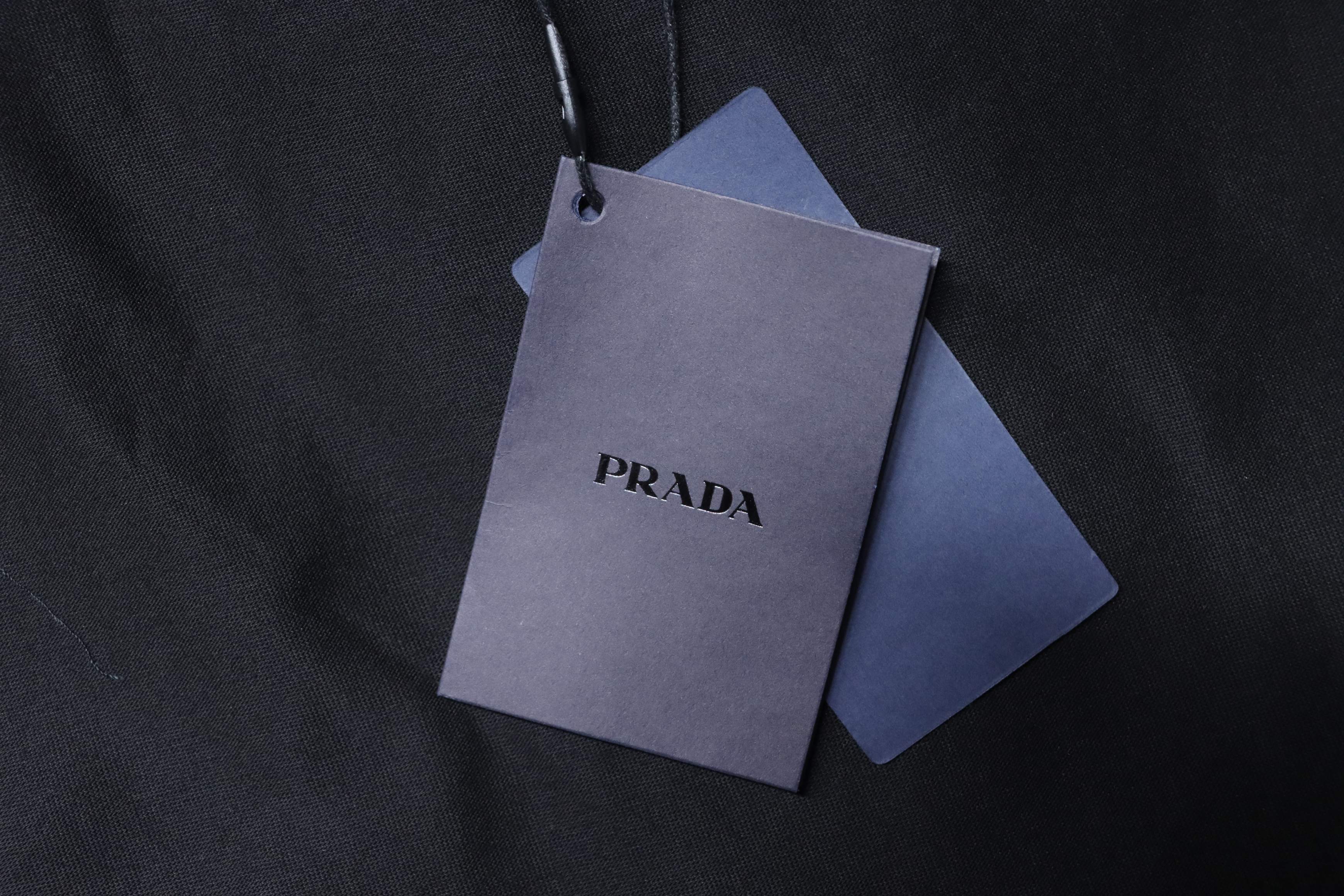    Prada Splash Logo Embroidery Back Triangle T-Shirt