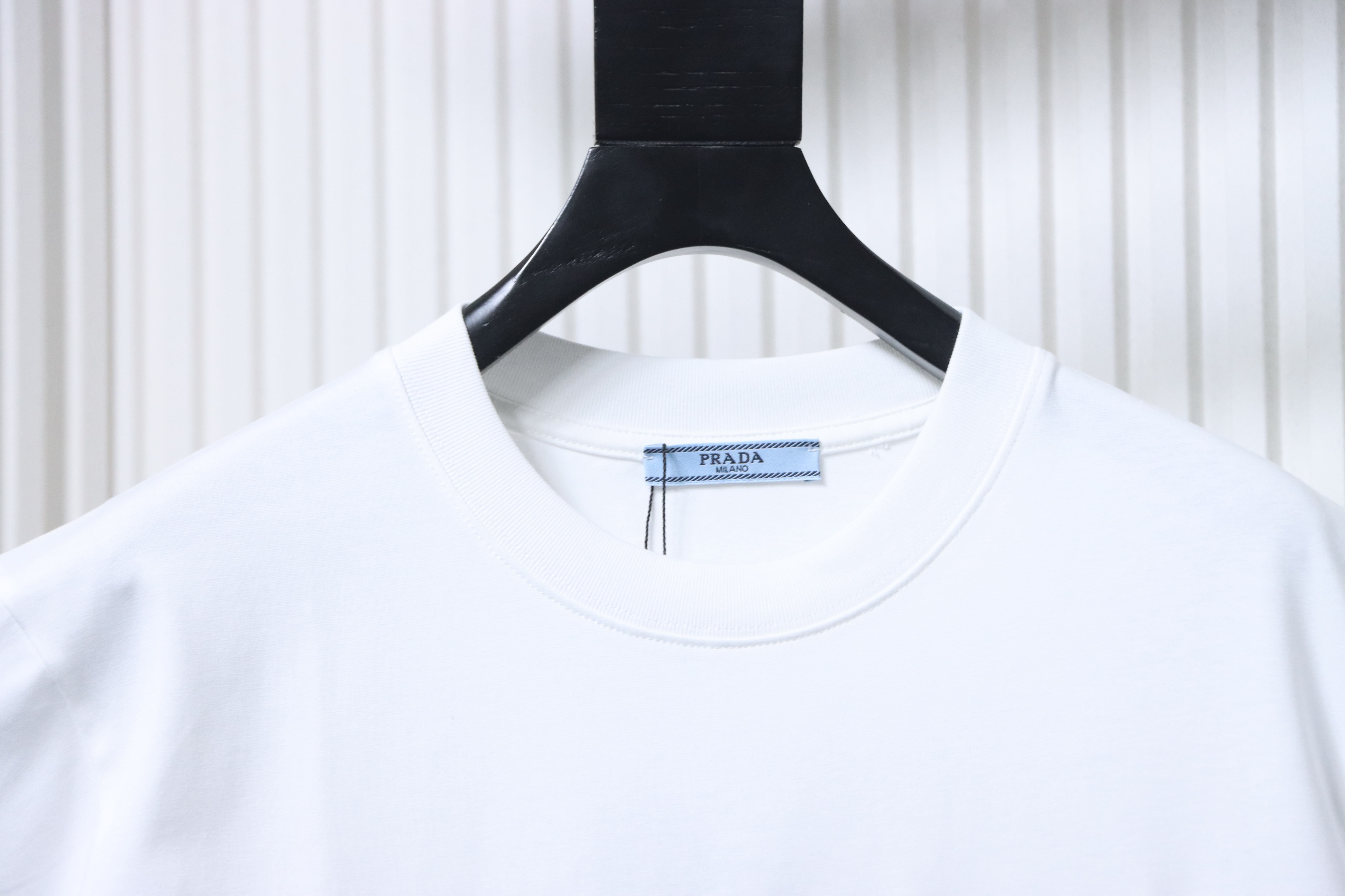    Prada Stripe Panel Triangle Logo T-Shirt