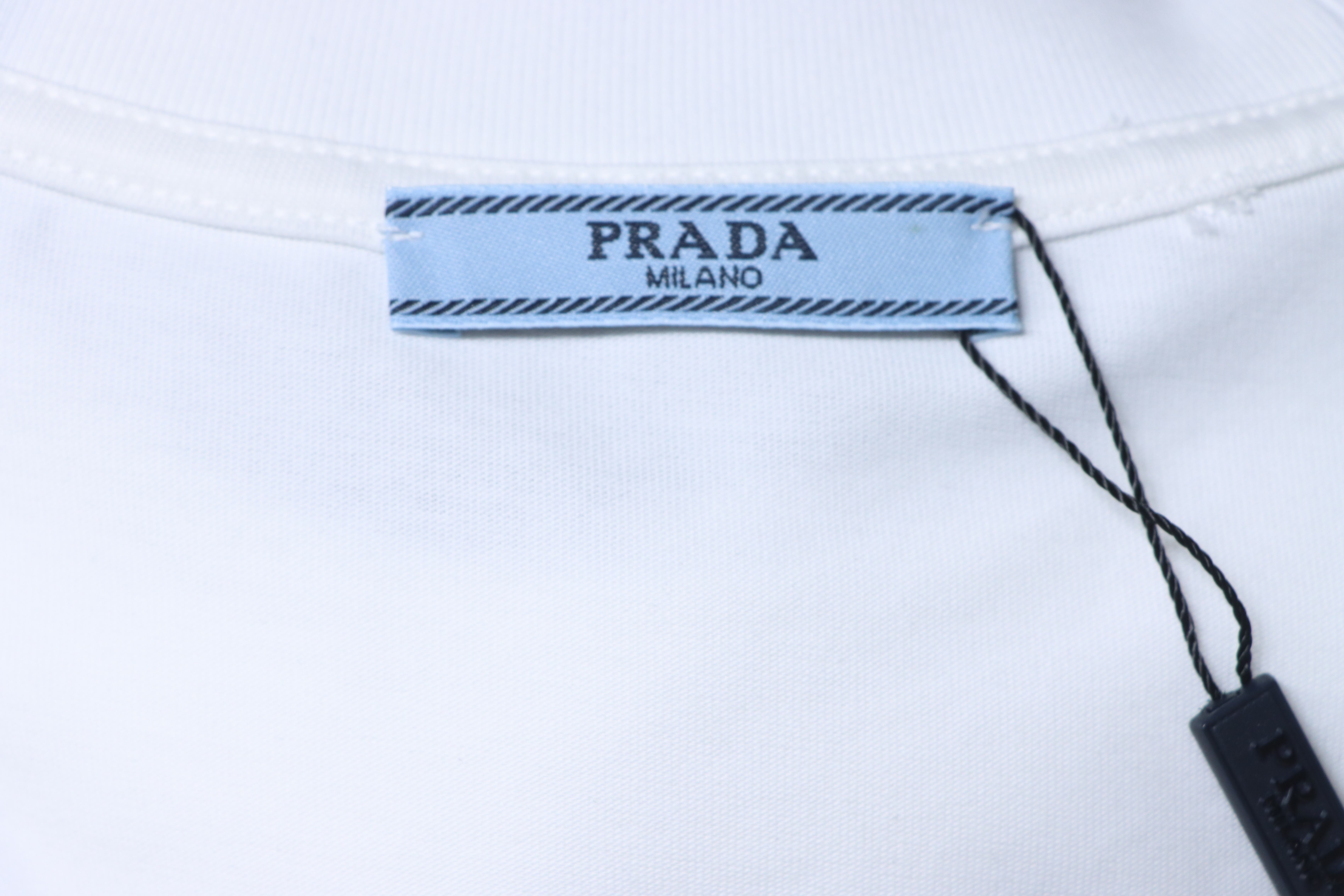    Prada Stripe Panel Triangle Logo T-Shirt
