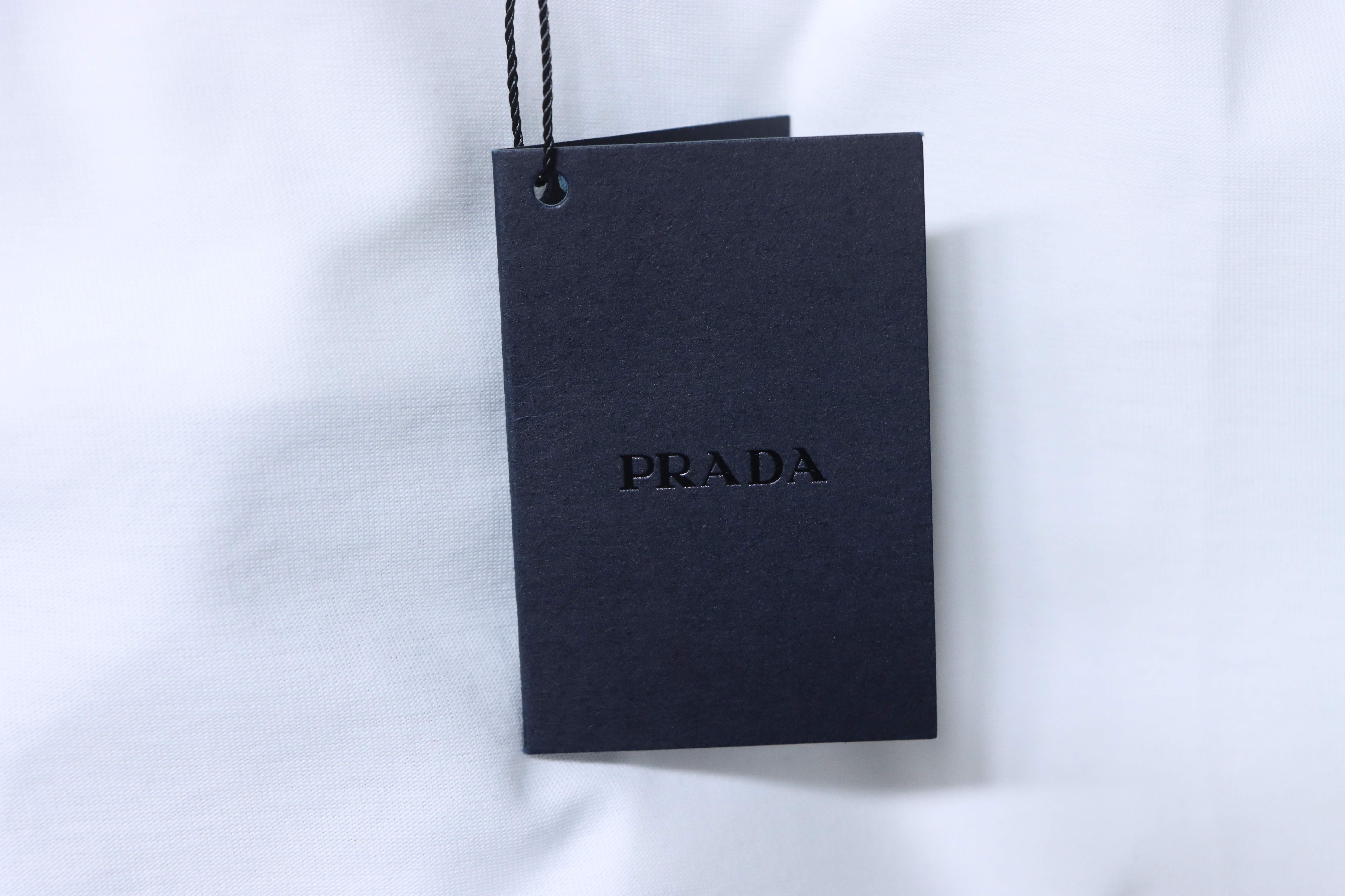    Prada Stripe Panel Triangle Logo T-Shirt