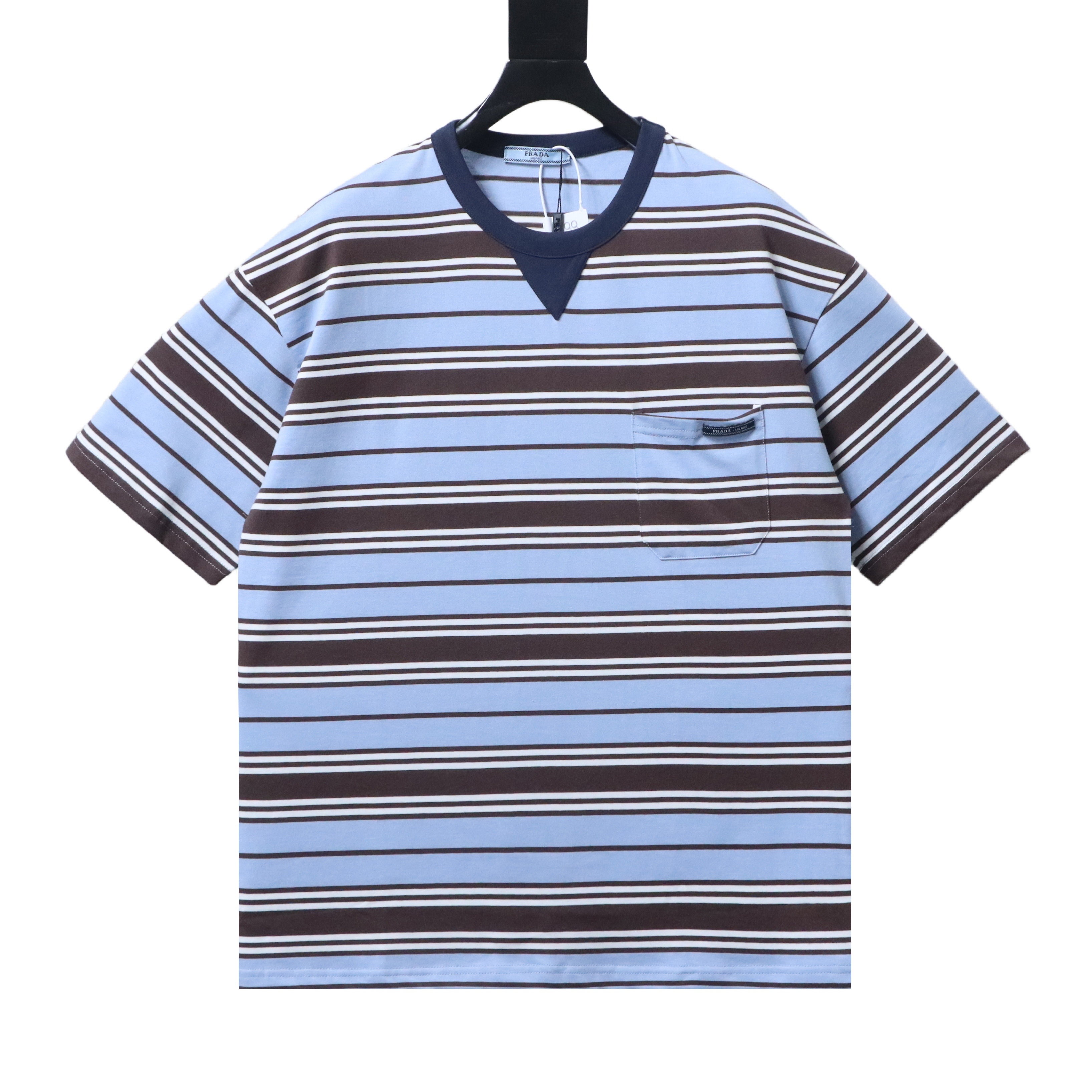    Prada Striped Pocket Label T-Shirt