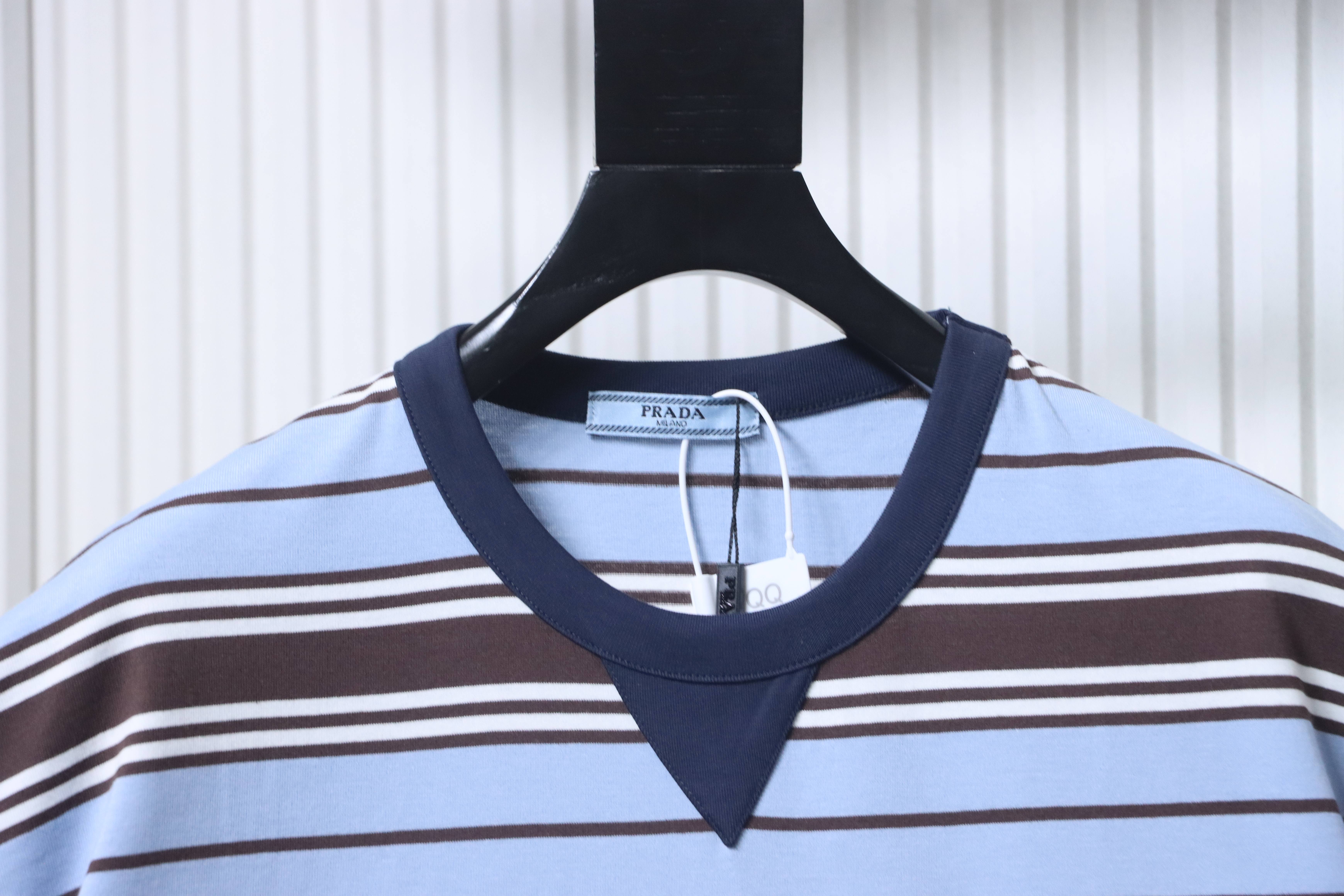    Prada Striped Pocket Label T-Shirt