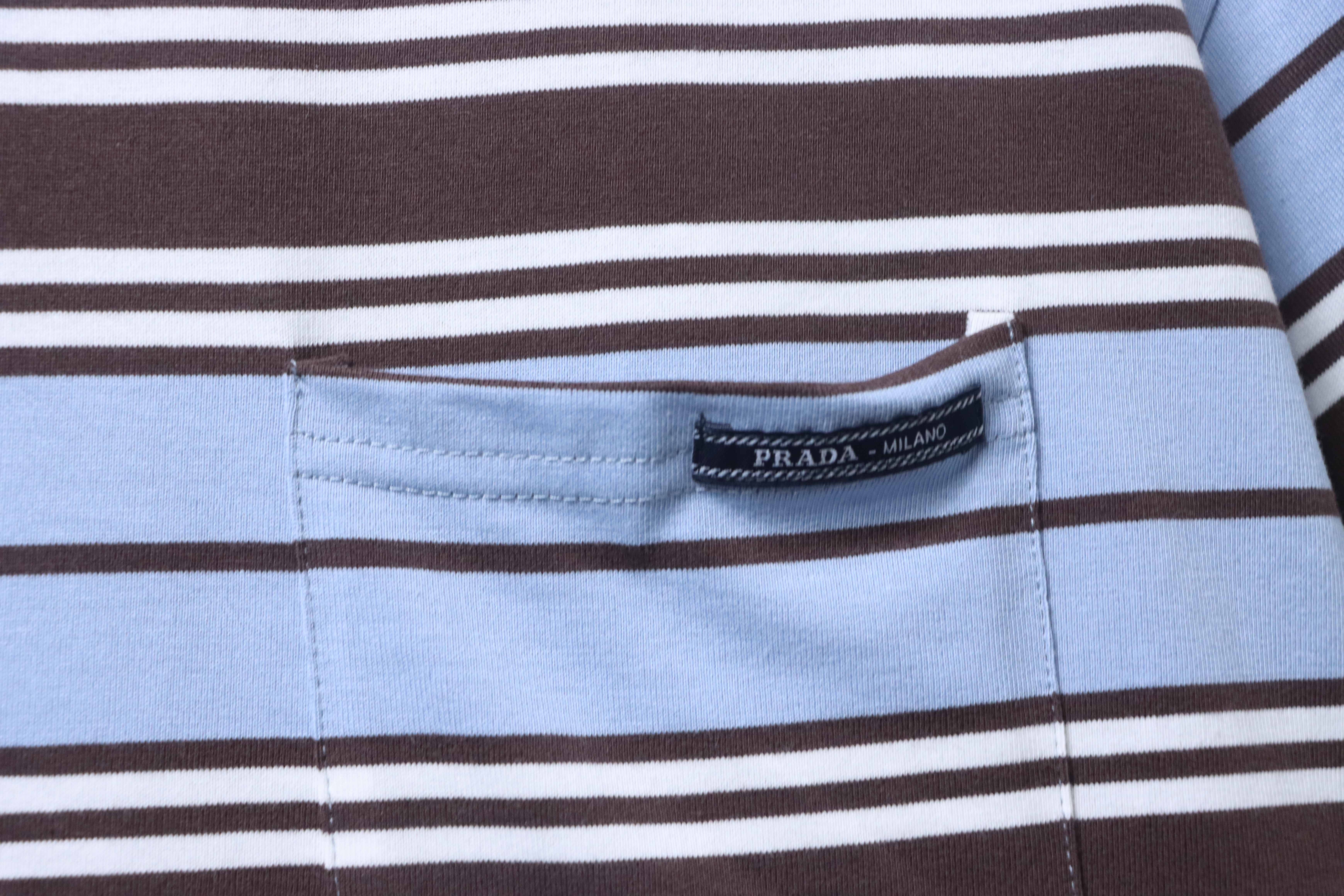    Prada Striped Pocket Label T-Shirt
