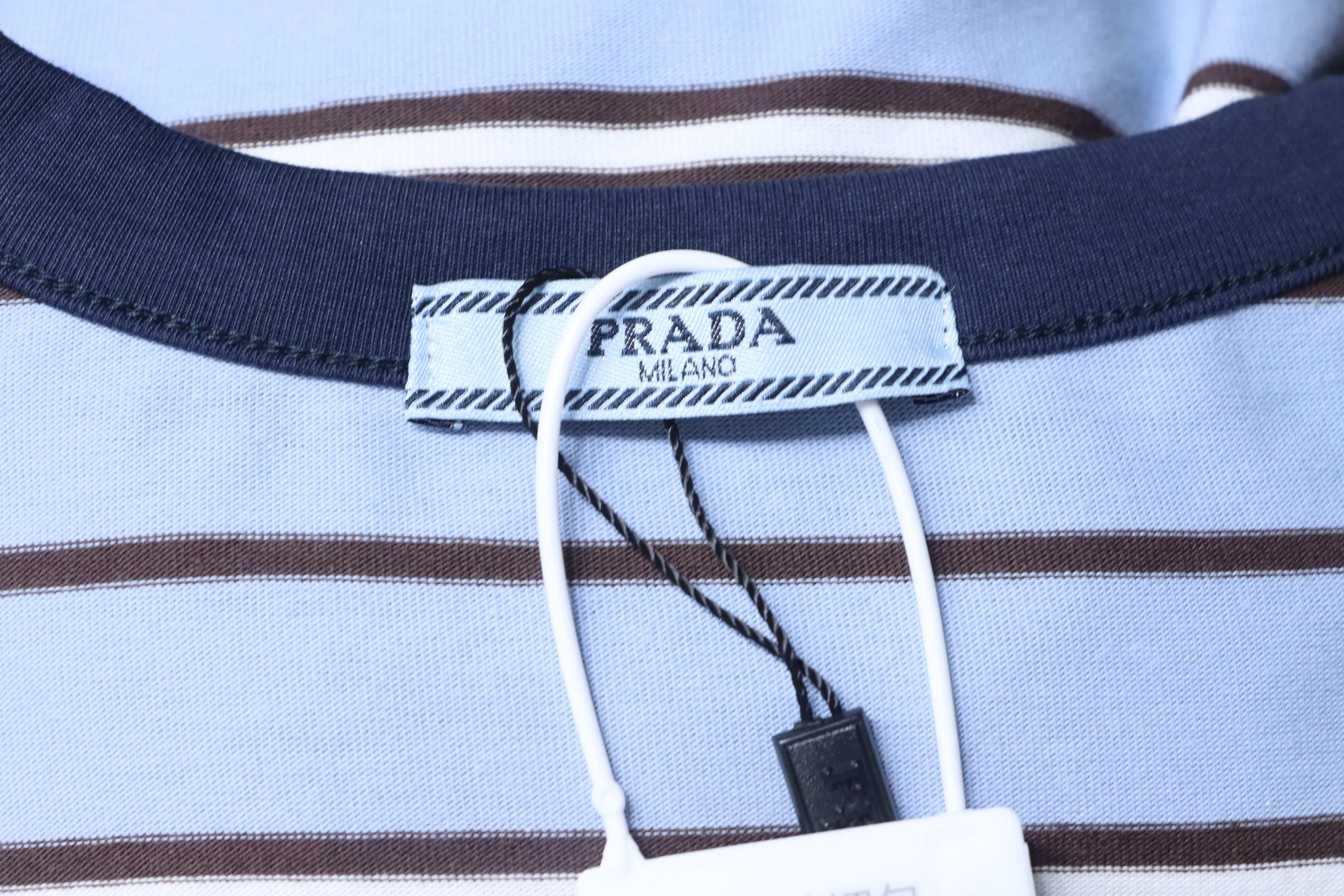    Prada Striped Pocket Label T-Shirt