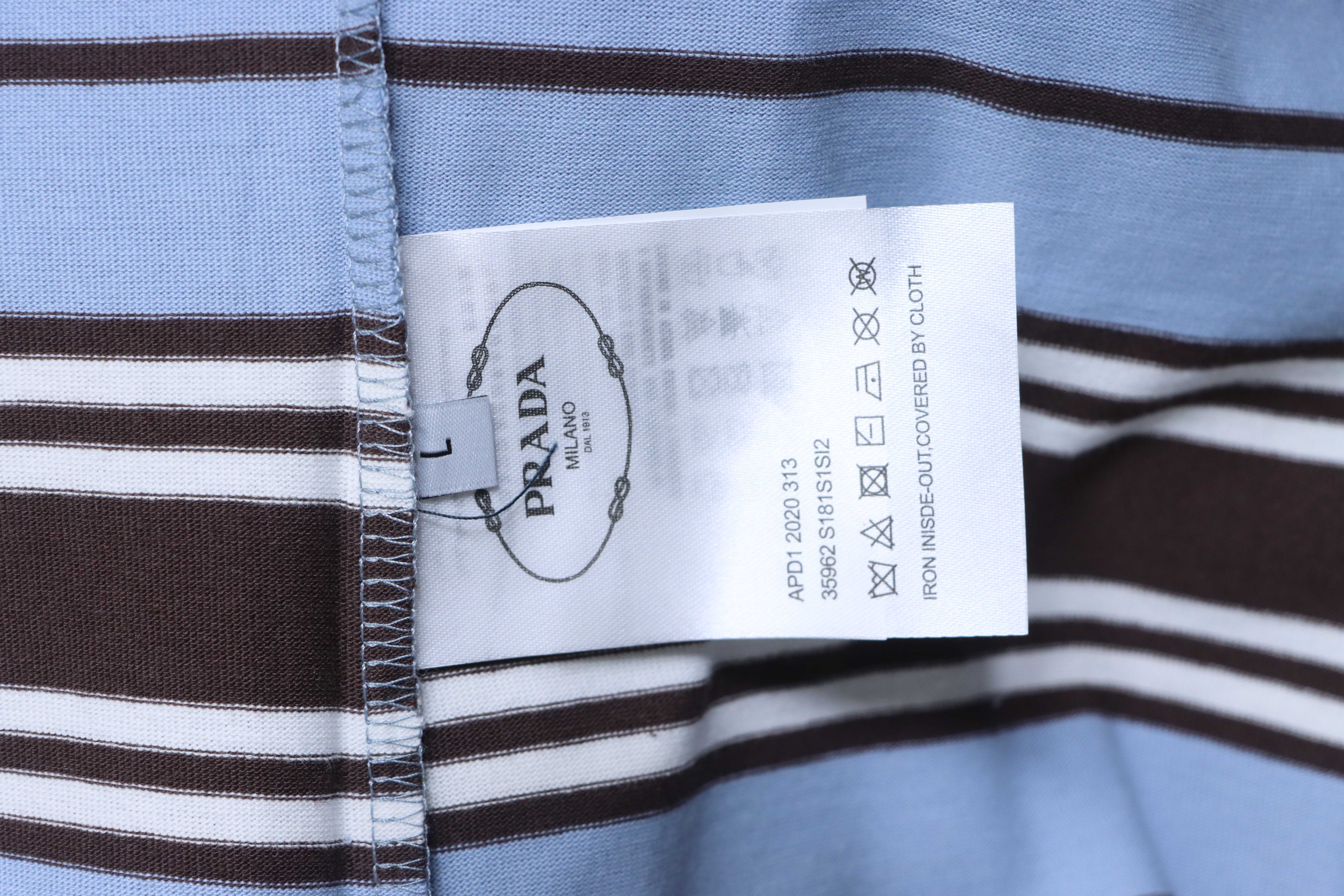    Prada Striped Pocket Label T-Shirt