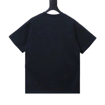    Balenciaga Blue Circle Print Letter T-Shirt Black 02