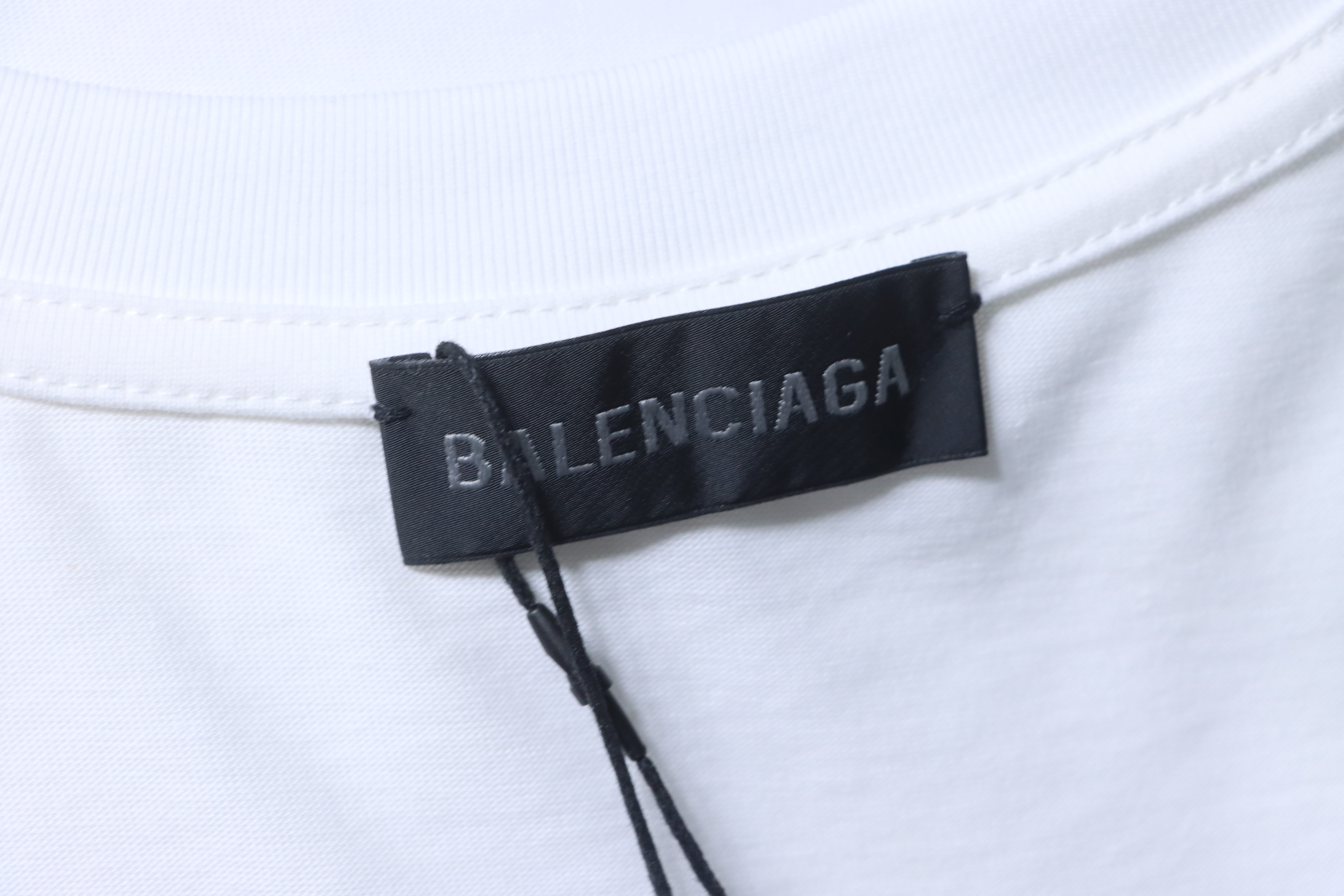    Balenciaga Blue Circle Print Letter T-Shirt White
