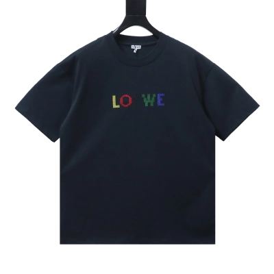 Top Quality    Loewe 26SS Colorful Logo Embroidered T-Shirt Black 01