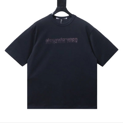    Alexander Wang 26ss rhinestone letter t-shirt Black 01